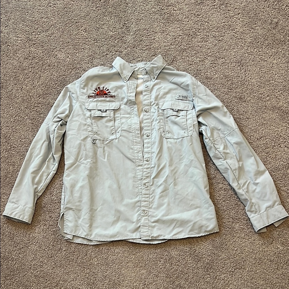 Columbia Light Blue Fishing Shirt - Size Large